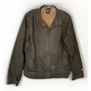 KÜHL Men's Brown Canvas Lined Jacket Medium Workwear Outdoor Utility Full Zip